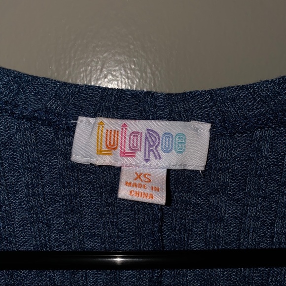 LulaRoe Sarah Blue Ribbed Cardigan - Picture 4 of 5